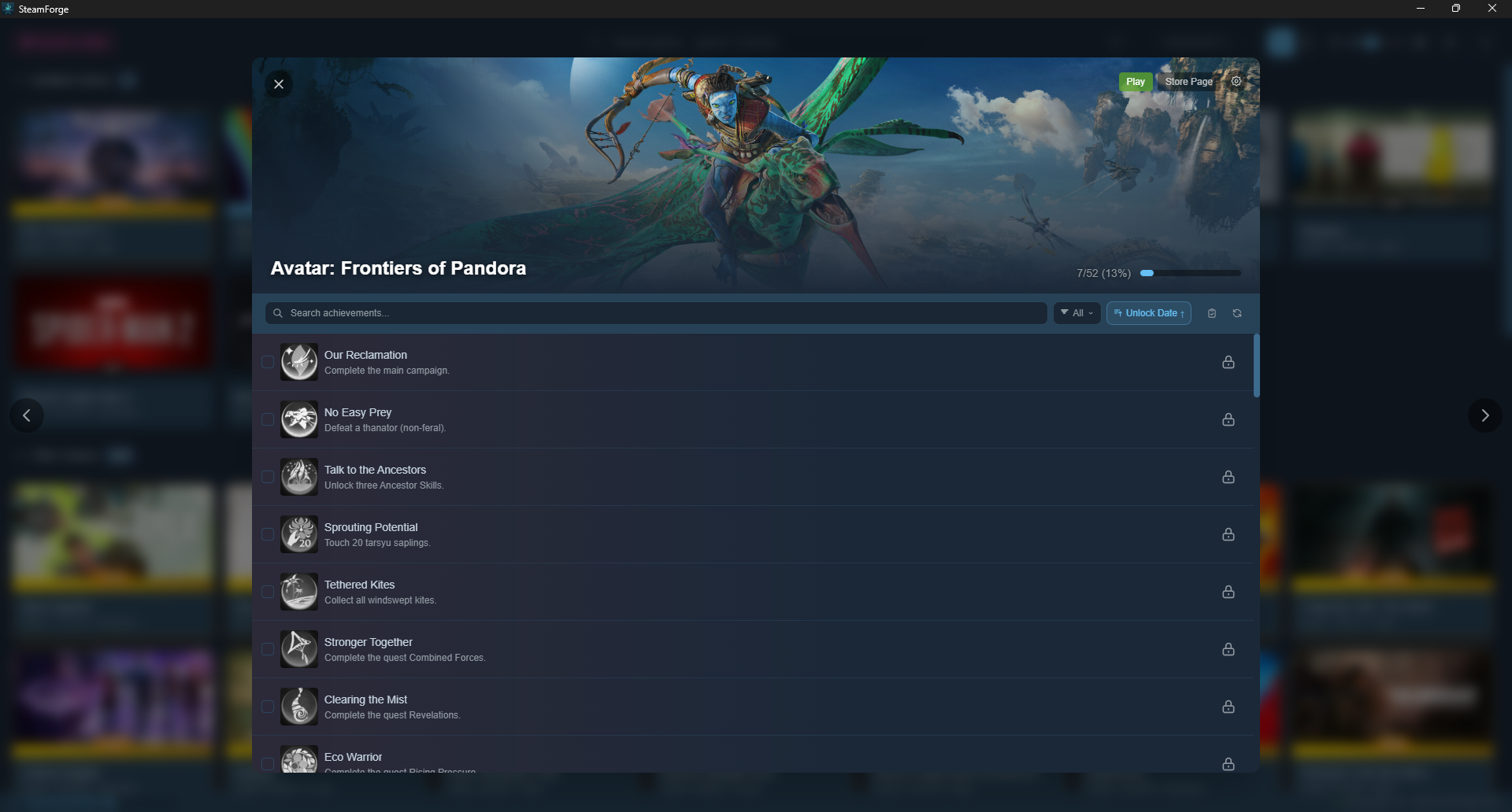SteamForge achievement fullscreen view